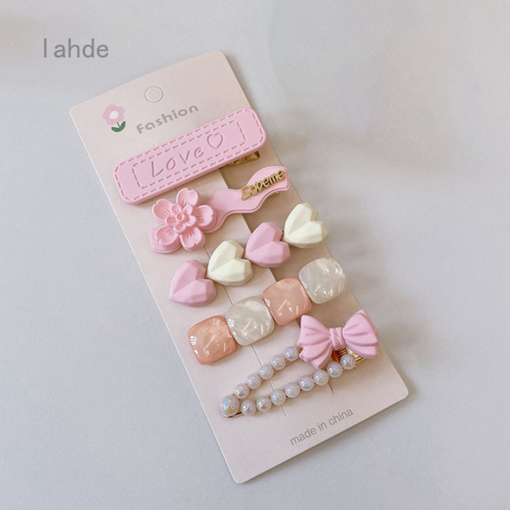 lahde-กิ๊บตกแต่งผมข้างเพิร์ลตาแมว5ชิ้นอุปกรณ์หัวกิ๊บติดผมม้า