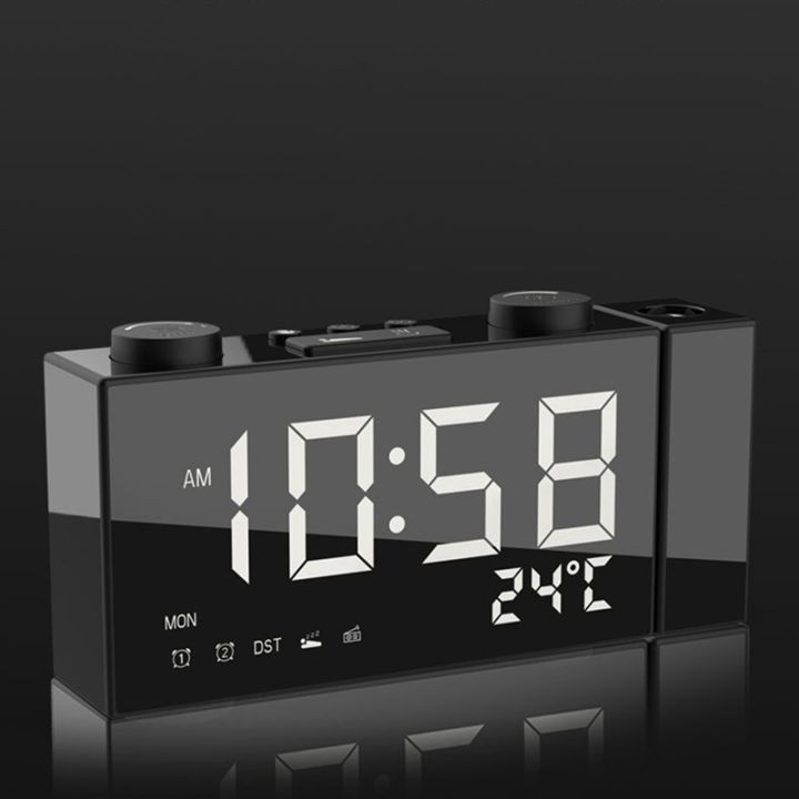 projection-alarm-clock-for-bedrooms-radio-alarm-clock-with-projection-alarms-fm-radio-indoor-dimmer-temperature-humidity