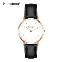 Kemstone นาฬิกาควอตซ์สีน้ำตาลสำหรับทั้งชายและหญิง,นาฬิกาลำลองของญี่ปุ่นกันน้ำได้นาฬิกาสำหรับผู้หญิง