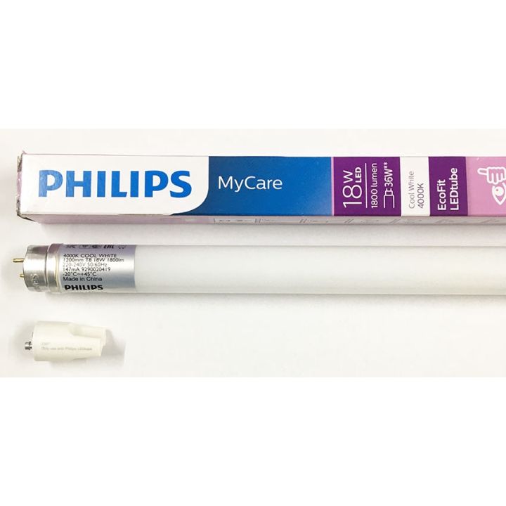 แนะนำ หลอดไฟPHILIPS ECOFIT LED TUBE 20W หลอดนออนอโคฟตT8 8W 10W หลอด