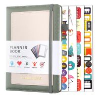 A5 Weekly Plan Monthly Plan With Lattice Grid Self-Binding Notebook Planner Office Atationery With Gold Stamping Stickers Electrical Connectors