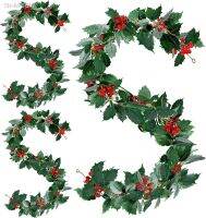 【hot】☬  Wreath with Berries Hanging Garland Vine Artificial Leaves String for Xmas New year Decoration