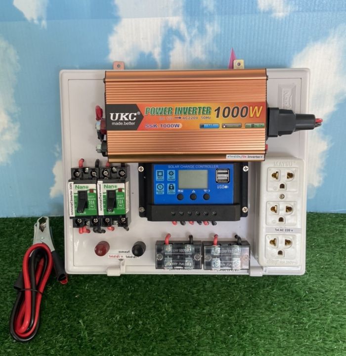 ชุดนอนนาโซล่าเซลล์-ชุดไฟบ้านสวน-inverter-1000w-ชาร์จไฟพลังงานสงอาทิตย์-ระบบไฟจ่ายออก-5v-12v-220v-ในชุดแถมฟรี-แผงโซล่าเซลล์40wแบตเตอรี่24ah