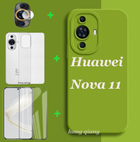 4 In 1สำหรับ Huawei Nova 11สีลูกอมซิลิโคนนิ่มเคสโทรศัพท์ Huawei Nova 9 Se 8i 7i เคสโทรศัพท์ + ฟิล์มกันรอยกันกระแทกหน้าจอ + ฟิล์มเลนส์ + ฟิล์มด้านหลัง