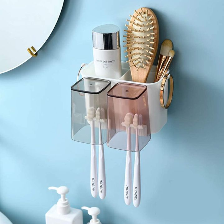 1pc Bathroom Toothbrush Toothpaste Comb Holder With Wall Mounted