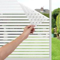 Privacy Window Film Self-adhesive No-Glue Static Cling Stripe Pattern Frosted Decorative Privacy Glass Stickers for Office Home Window Sticker and Fil