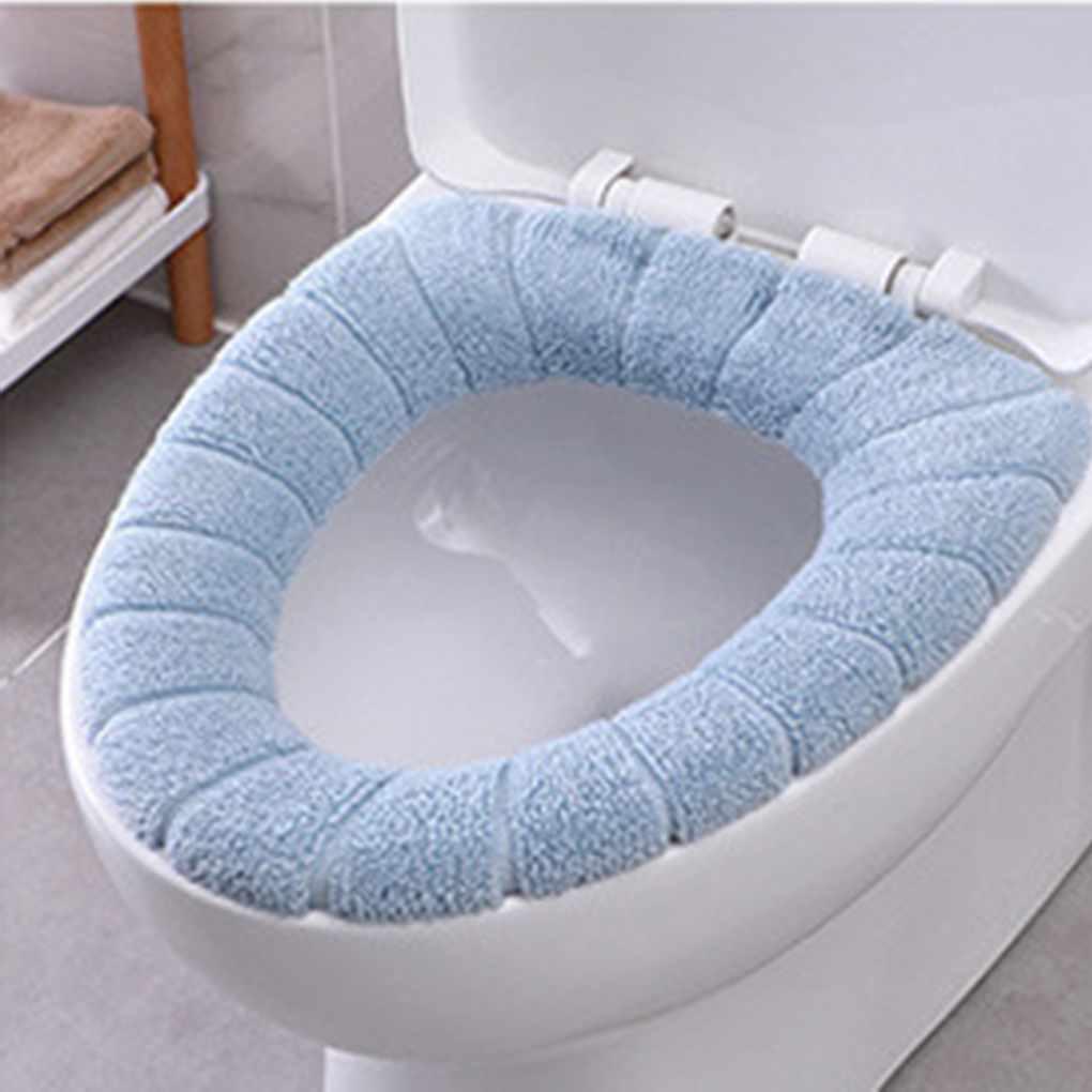 Toilet Seat Cover Washable Cloth Toilet Seat Soft Toilet Seat Cushion Warmer Washable Toilet Seat Cover Pads with Zipper Grey 