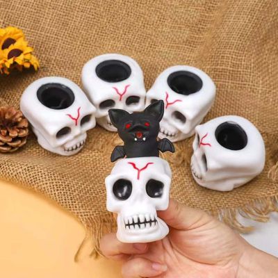 Skull Squeeze Ball Toys Halloween Stress Balls Skull Monster Gothic Toy for Stocking Stuffers