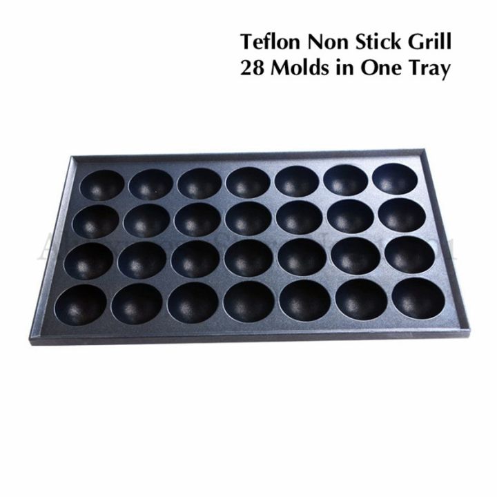 nonstick-takoyaki-grill-tray-octopus-ball-plate-spare-part-of-takoyaki-stove-aluminium-alloy-28-holes-diameter-40mm