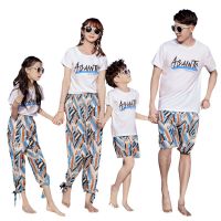 Matching Family Outfits Summer Mum Daughter Dad Son T-shirt +Pants Holiday Seaside Beach Family Look Couples Matching Clothing