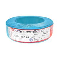 สายไฟ THW IEC01 S SUPER 1x2.5 ตร.มม. 100 ม. สีฟ้าTHW ELECTRIC WIRE IEC01 S SUPER 1X2.5SQ.MM 100M LIGHT BLUE **ขายดีที่สุด**