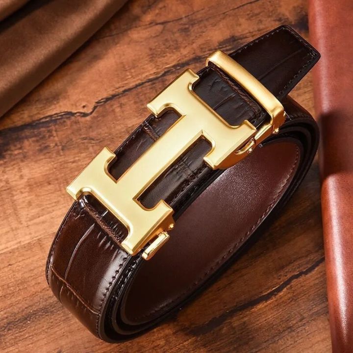 Business Men's Genuine Leather Belt Alloy Buckle Trend Elements