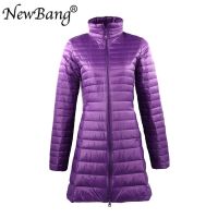 ZZOOI NewBang Plus 6XL 7XL Women Ultra Light Down Jacket With Carry Bag Autumn Windproof Warm Long Down Coats