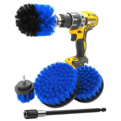 【YF】 3/4pcs Brush Attachment Set Power Scrubber Drill Polisher Bathroom Cleaning Kit with Extender Kitchen Tools