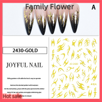 Family Flower Flash Sale สติกเกอร์ลายเส้นโลหะ3D ติดเล็บหนามสีทองลายเถาองุ่นแบบม้วนเทปแถบเลื่อนสติ๊กเกอร์ติดเล็บเจลกาวแต่งเล็บ