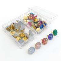 1 Set Push Pin with Storage Box Shiny Surface Message Board Drawing Pin Corkboard Handwork Twinkling Thumbtack Home Supplies Clips Pins Tacks