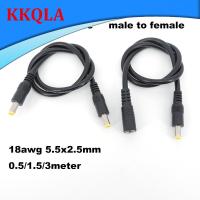 QKKQLA 0.5/3/1.5m DC male to male female power supply connector Extension Cable 18awg wire Adapter 19v 24v for strip camera 5.5X2.5mm