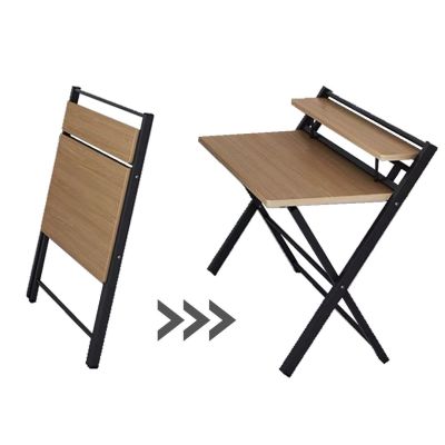 （ไม่ต้องประกอบ)โต๊ะทำงานไม้ ชั้นวางของ พับได้ ไม่ต้องประกอบ โต๊ะคอม โต๊ะพับ ชั้นวาง 80x50x92.5cm