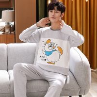 LLmen (L-4XL - up to 117kg) 100 Cotton Long Sleeve Long Pants Men Pyjamas Baju Tidur Sleepwear Nightwear Pajamas Plus