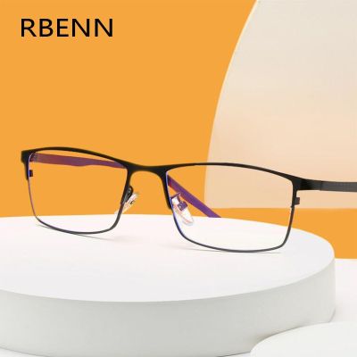 RBENN Stainless Steel Full Frame Reading Glasses Men Anti Blue Light Metal Business Presbyopia Optical Eyegalsses +0.75 1.5 1.75