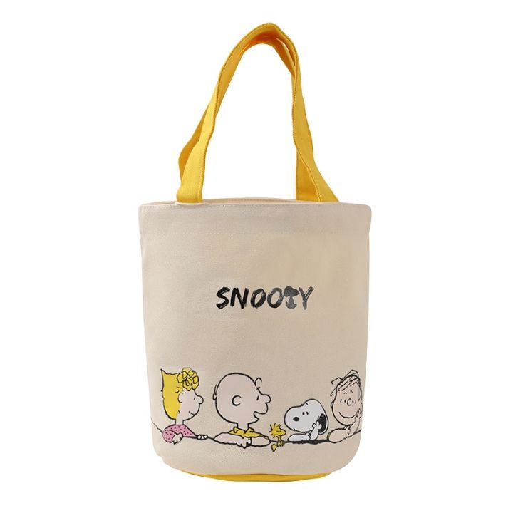 snoopy-snoopy-cartoon-canvas-cute-handbag-portable-lunch-bag-japanese-cylindrical-bag