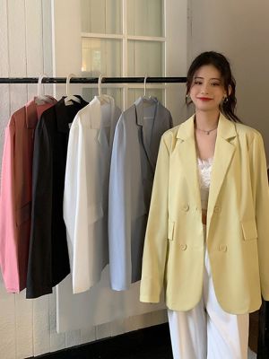 Women Casual Chic Thin Blazer Summer Fashion Notched Collar Long Sleeve Female Outerwear Stylish Jacket Spring Clothes