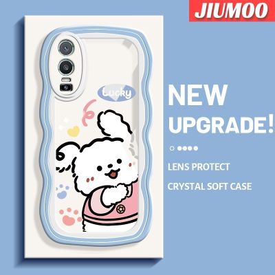 เคส JIUMOO สำหรับ VIVO Y76 5G เคส Y74s Y76s 5G ลายการ์ตูนลูกสุนัขน่ารักสีสันสดใสสดใสลายคลื่นเคสโทรศัพท์แบบใสเคสซิลิโคนแฟชั่นเลนส์กล้องถ่ายรูปเคสป้องกันนิ่มโปร่งใสกันกระแทก