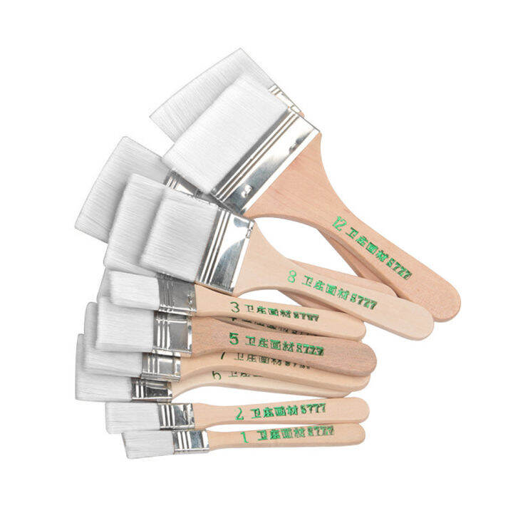 12pcs / Set Flat Nylon Hair Wooden Penholder Oil Painting Brush