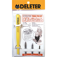 DELETER Trial Pen Set 1ที่ใส่กระทะ3หัวปากกาการ์ตูน (G-Pen, Saji-Pen &amp; Maru-Pen) กระดาษมังงะ3แผ่นปากกาจุ่ม1ชุด Made In Japan