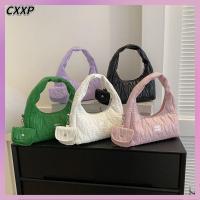 CXXP หนังพียู กระเป๋าโท้ท ความจุสูงมาก สีทึบทึบ กระเป๋าสะพายไหล่เดียว แฟชั่นสำหรับผู้หญิง จีบออกแบบโดยดีไซเนอร์ กระเป๋าถือใต้วงแขน สำหรับผู้หญิง