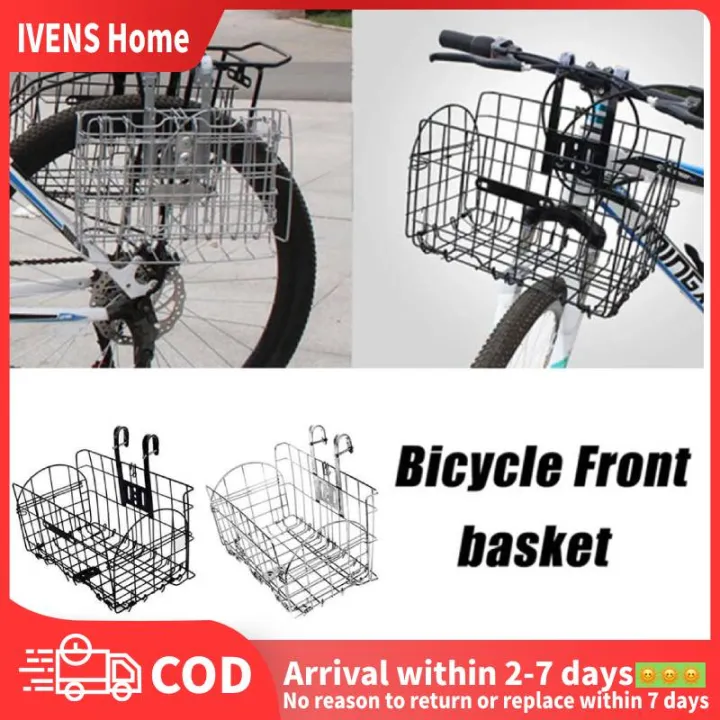 Bike Bicycle Basket Bag Foldable Metal Wire Basket Front Bag Rear