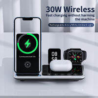 30W Fast Qi Wireless Charger ที่ชาร์จไร้สาย สำหรับ iPhone 14 13 12 11 XS XR X 8 OPPO HUAWEI XIAOMI VIVO REALME 3In1แท่นชาร์จสถานีสำหรับ SAMSUNG นาฬิกา6 5 4 3 2 Wireless Charger Stand