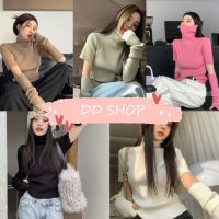 DD SHOPพร้อมส่ง 80075 เสื้อไหมพรมแขนสั้นคอเต่า แถมปลอกแขน ดีเทลปลอกแขนสอดนิ้ว