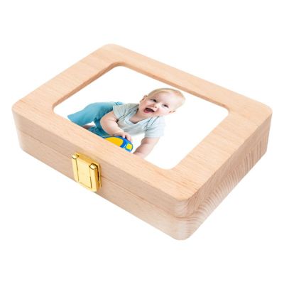 Wooden Photo Frame Fetal Hair Deciduous Tooth Organizer Milk Teeth Storage Box Newborn Baby Souvenirs Gift