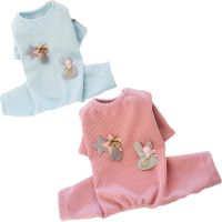 Blue Pink Pet Cat Clothes Soft Dog Pajamas Jumpsuit Pullover Sweatshirt Shirt For Small Dogs Chihuahua Yorkie Tracksuit Clothing