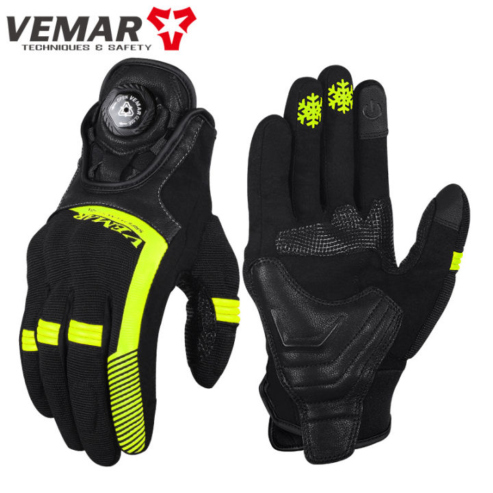 vemar-ถุงมือขี่มอเตอร์ไซค์หน้าจอสัมผัสปุ่มโรตารี่ปรับยางยืดสำหรับแข่งมอเตอร์ไซค์ถุงมือระบายอากาศ
