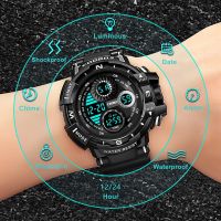 「Dark blue watch」50MMenDigitalWristwatch นาฬิกาปลุก Marinerelojes Digitales