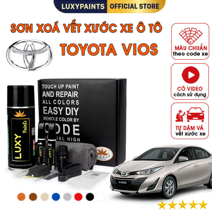 Sơn Xóa Vết Xước Xe Ô Tô Cao Cấp Toyota Vios Luxypaints, Bộ Bình Xịt Sơn