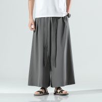 [COD] 2022 spring and summer new mens suit large size loose wide legs Chinese style belt big trousers points culottes