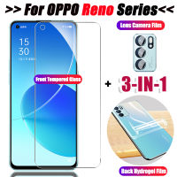 3in1สำหรับ OPPO Reno 6 Z 6 Pro 5G Reno 5 2021แก้วเลนส์กล้องถ่ายรูป + คลุมทั้งหมดกลับ Hydrogel ฟิล์ม + 9H กระจกเทมเปอร์ Full สำหรับ Oppo Reno 5 5G Reno5 4G Reno6 Reno6z Reno 6pro