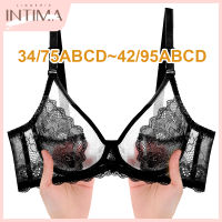 INTIMA ชุดชั้นในเซ็กซี่มีโครงชุดชั้นในขนาดพิเศษบราบรายกกระชับหน้าอกไร้ตะเข็บโปร่งใสทรงถ้วยแบบบางเฉียบสำหรับเสื้อชั้นในชุดชั้นในสตรีบราระบายอากาศที่สะดวกสบาย BH