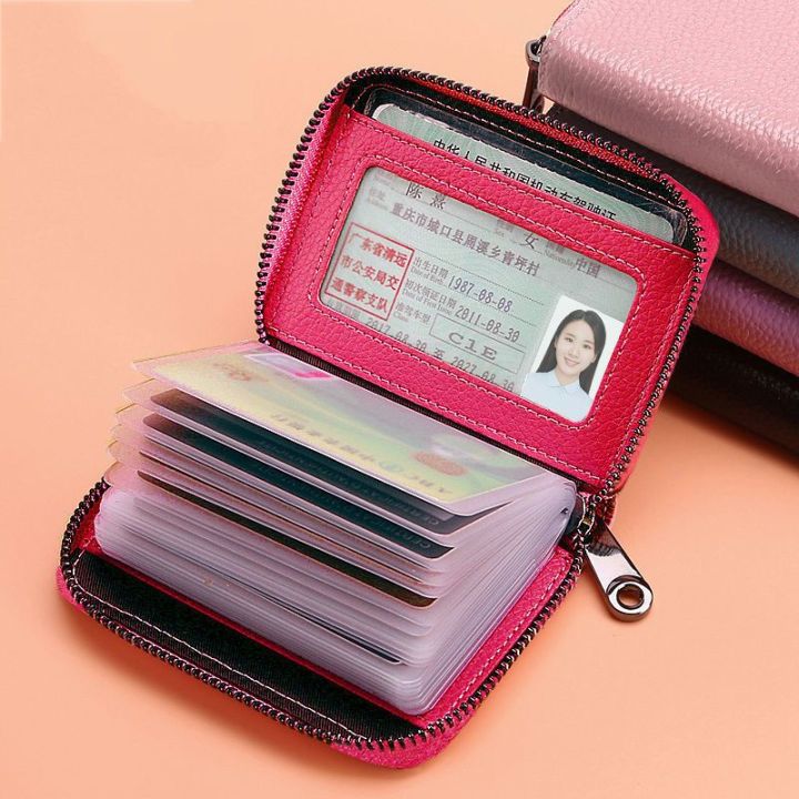 กระเป๋าใส่บัตรวัสดุหนังกระเป๋าใส่บัตรแบบหลายช่องใส่บัตรสำหรับใส่บัตรสำหรับใส่ใบขับขี่ความจุขนาดใหญ่