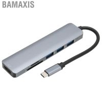 Bamaxis Aluminum Alloy USB C HUB 6 in 1 4K 30HZ 5Gbps Transmission High Definition Multimedia Interface Adapter for Home Office