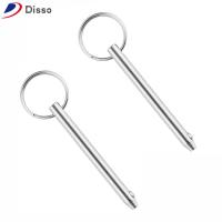 DISSO 2Pcs เหล็กไร้สนิม หมุดปลดเร็ว เส้นผ่านศูนย์กลาง1/4 "(6.3มม.) เงินสีเงิน หมุดด้านบน Bimini มืออาชีพอย่างมืออาชีพ ชุดอุปกรณ์ฮาร์ดแวร์ ท็อปส์ซูเรือ