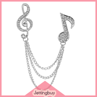 Jettingbuy】ขายด่วนโน้ตเพลงคริสตัลพู่โซ่เข็มกลัดเข็มกลับปกเสื้อเข็มกลัดจิวเวอรี่ตรา Unisex