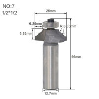 1ชิ้น1/2 "1/4ก้านคลาสสิกปั้นขอบเราเตอร์บิตสำหรับไม้คาร์ไบด์งานไม้ตัด R Chamfering Endmill