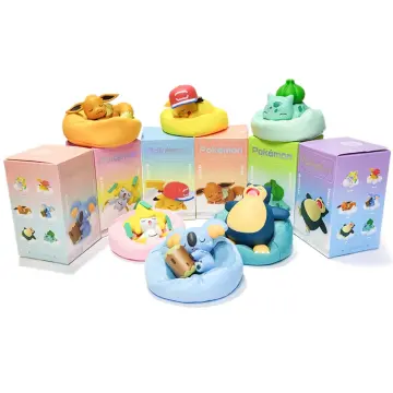 Genuine Anime Toy Boxed Pokemon Figures Kawaii Pikachu Snorlax Bulbasaur  Eevee sleeping position Model For kid Birthday Gifts