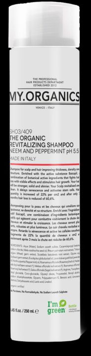 MY.ORGANICS Revitalizing Shampoo - Neem and Peppermint pH 5.5 (รีไวทัลไลซิง แชมพู ออร์แกนิก) นำเข้าจาก ITALY✈