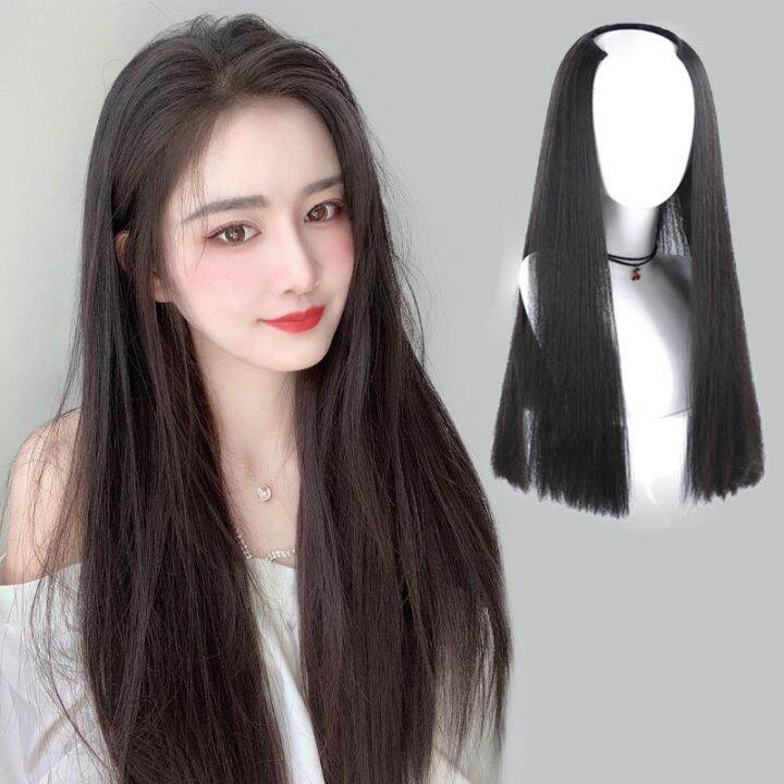 Wig Female Long Hair One Piece Long Straight Hair Extension U Shaped Invisible Seamless Wig 8316