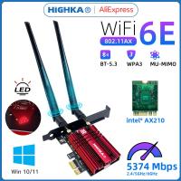 5374Mbps Wi-Fi 6E PCIe Wireless Network Card 5G/6Ghz WiFi Adapter Bluetooth 5.3 PCI Express 802.11AX Intel AX210 WiFi Card PC  USB Network Adapters